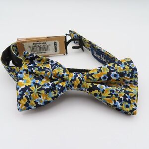 Wembley Bow Tie Polyester Yellow Blue Floral 2.25" Wide Pre Tie NEW
